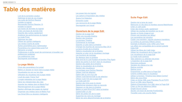 PDF de formation DaVinci Resolve 15