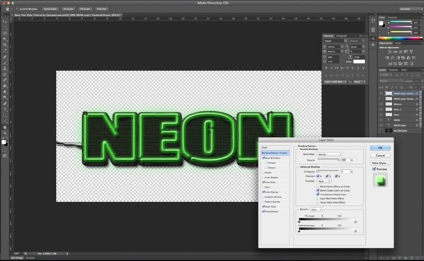 Free PSD : Texte light néon.