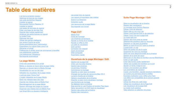DaVinci Resolve : PDF de formation version 16.3