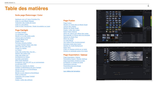 DaVinci Resolve : PDF de formation version 16.3