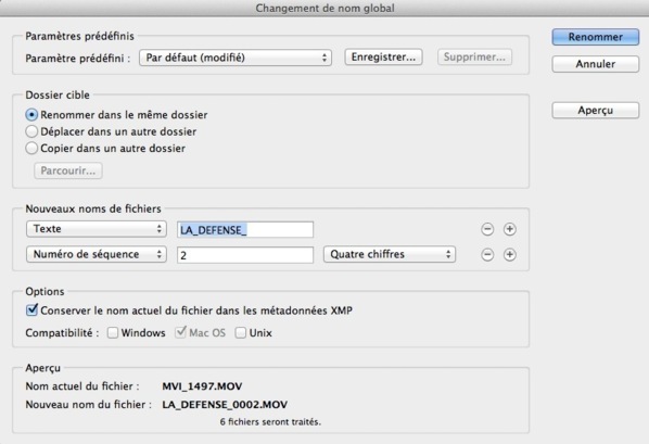 Renommer les médias avec Bridge CS6 Renommer les médias avec Bridge CS6