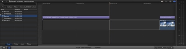 FCPX : Insérer des Espaces ou Repères d'emplacement