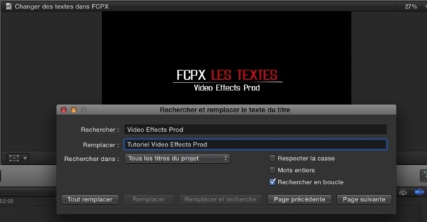 FCPX : Rechercher et Remplacer du texte