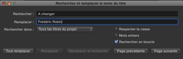 FCPX : Rechercher et Remplacer du texte