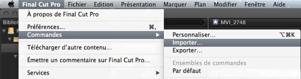 Installer les commandes dans FCPX.