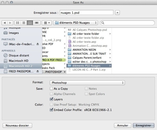 Enregistrer un fichier PSD.