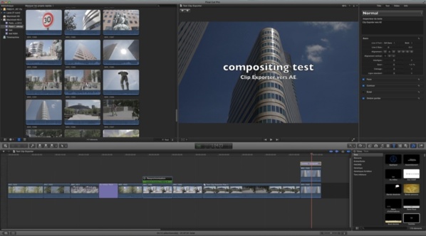 Timeline de FCPX pour un export XML vers ClipExporter puis After Effects.