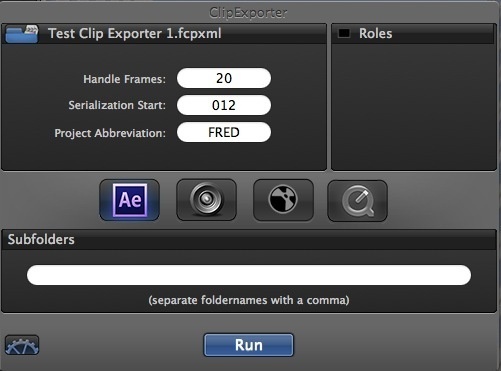 Options de l'exportation de ClipExporter.