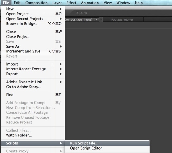 Ouvrir un Script dans After Effects CS6.