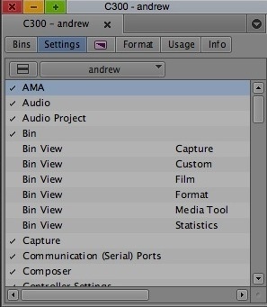 Settings d'Avid Media Composer 6.