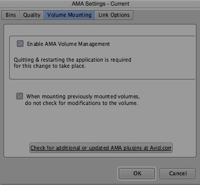 Validez les volumes AMA dans Media Composer 6.