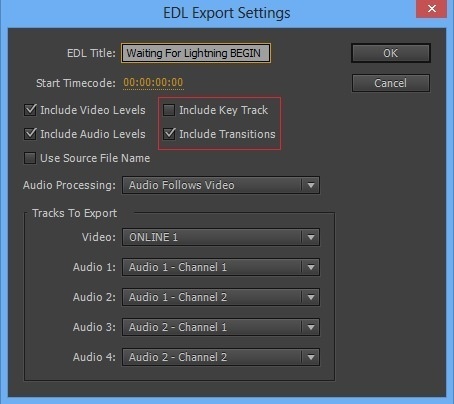 Nouvelles fonctions de l'export EDL.