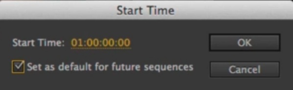 Nouvelle option de timecode par défaut des nouvelles séquences.