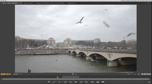 Poser un clip directement du Finder vers le moniteur source.