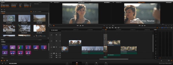 Le montage dans la Page Edit du resolve Lite 10