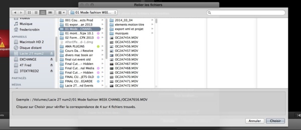 FCPX 10.1 : Relinker les médias à des fichiers d'un projet