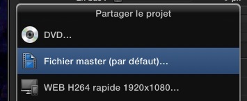Fichier Master, valeur par défaut de la commande Cmd+E sous FCPX 10.1.1