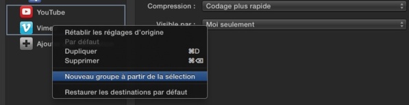 FCPX 10.1 : Préférences de destinations pour le Partage de vidéo 