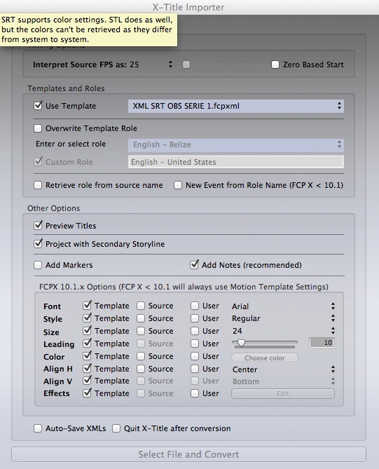 XTI importer des fichiers de sous-titres dans FCPX.