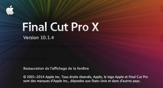 FCPX 10.1.4 : mise à jour du logiciel de montage d'APPLE