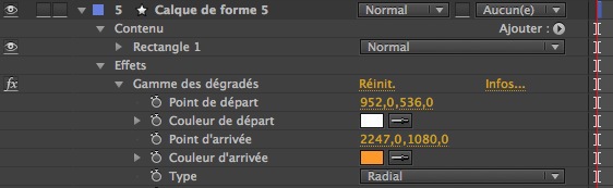 Effet Gamme des dégradés sur un solide pour le fond de la composition d'After Effects.