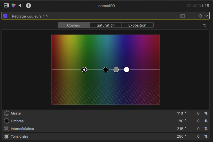 Réglages couleur FCPX 10.4 d'Apple