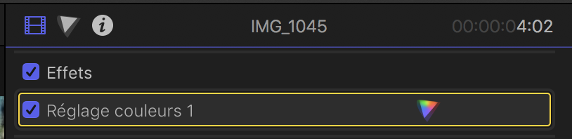 Effet Etalonnage sous FCPX 10.4