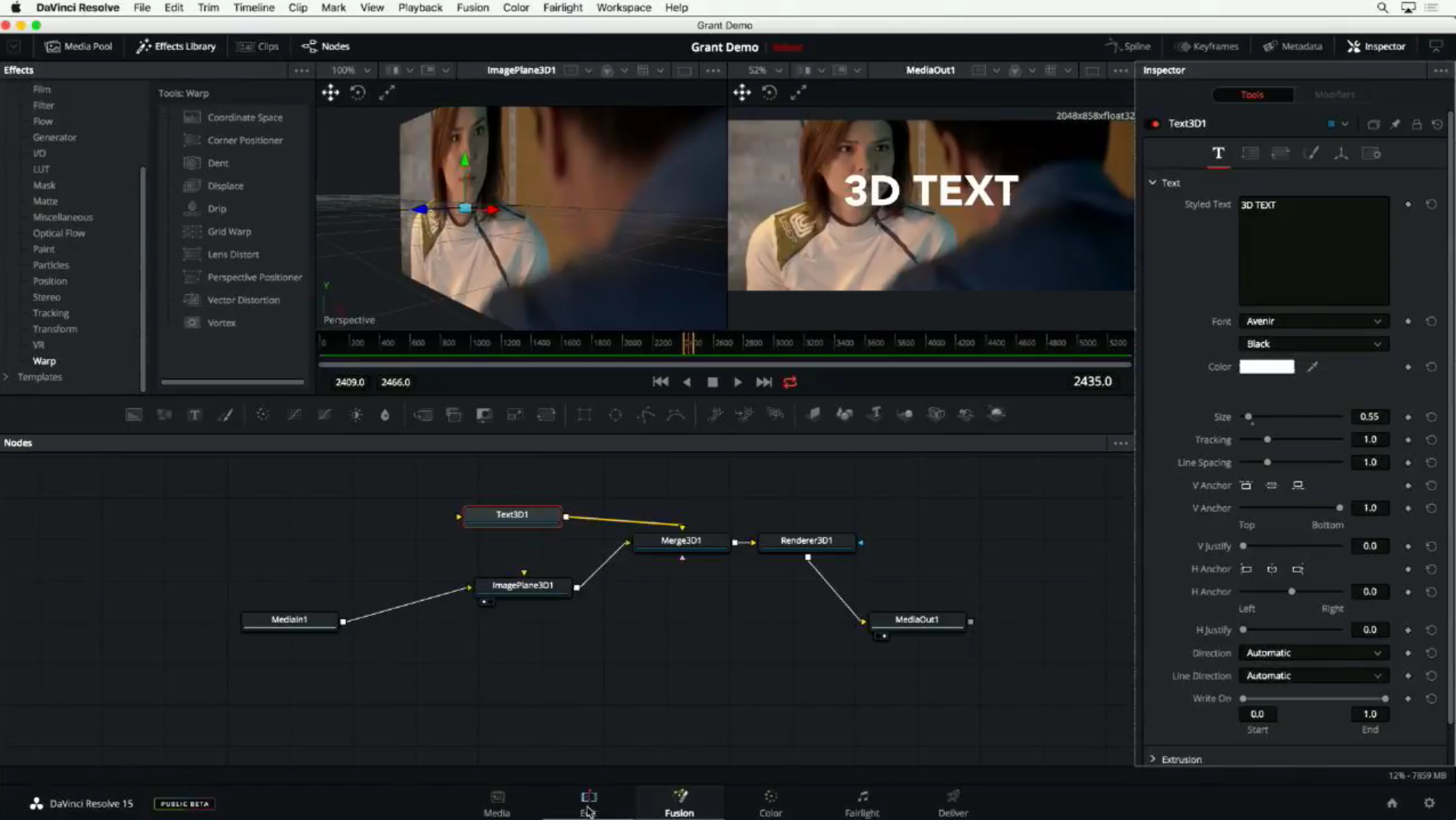 DaVinci Resolve 15 : Page Fusion pour des effets complexes sans sortir du logiciel.