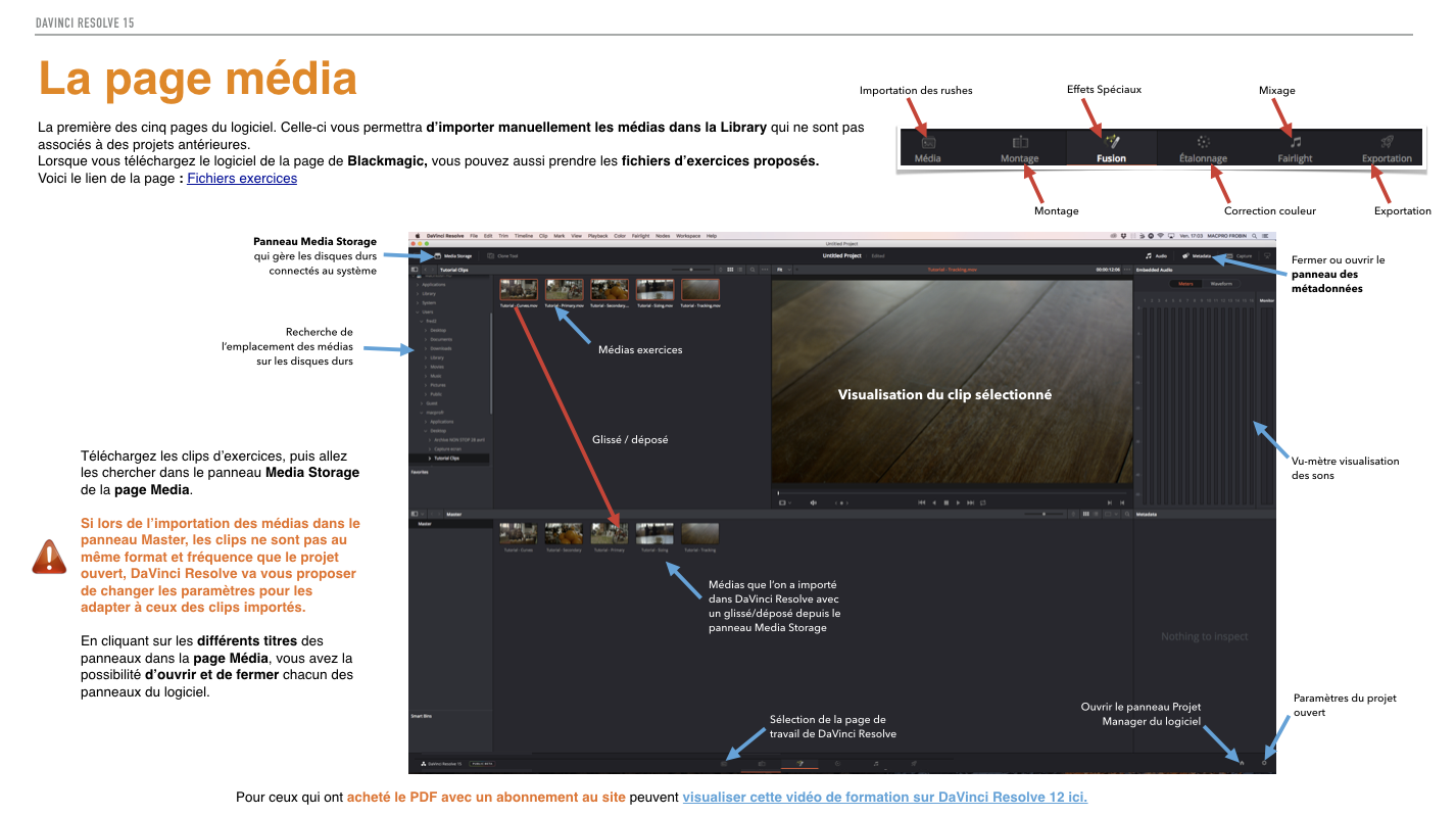 PDF de formation DaVinci Resolve 15