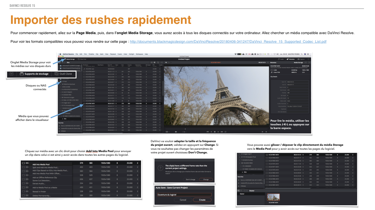 PDF de formation DaVinci Resolve 15