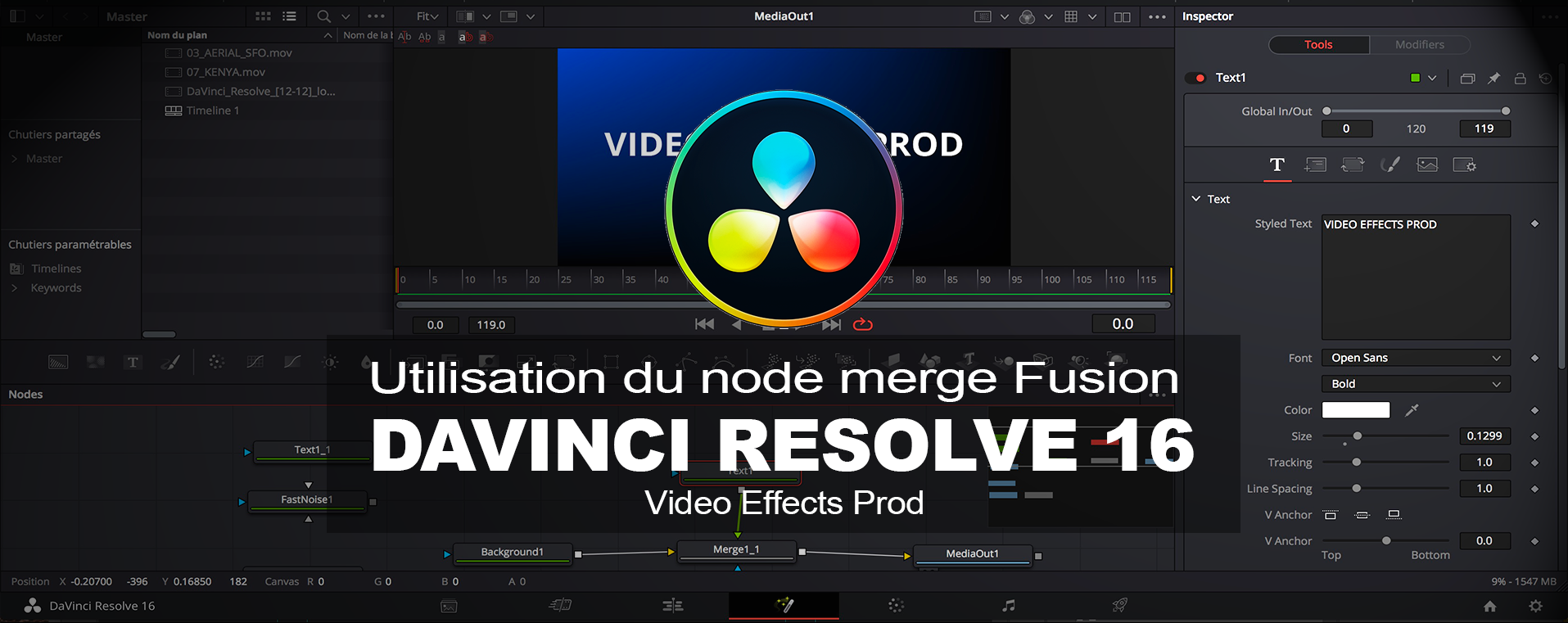 DaVinci Resolve : Utilisation du node Merge dans la page Fusion