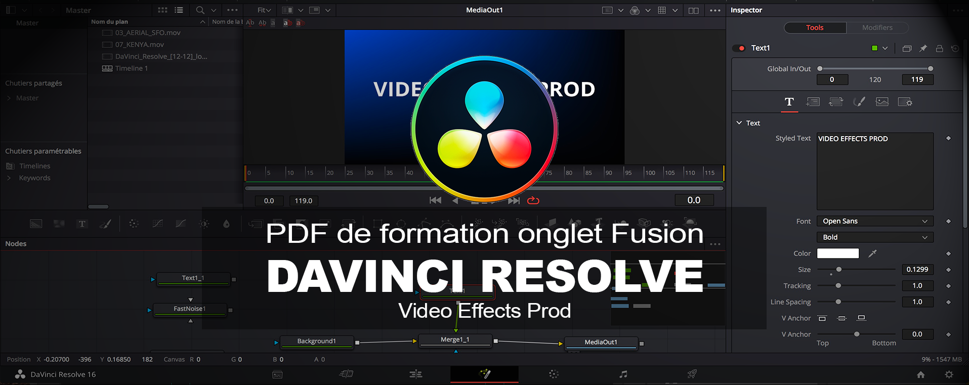 Utiliser Fusion dans DaVinci Resolve : PDF de formation en français