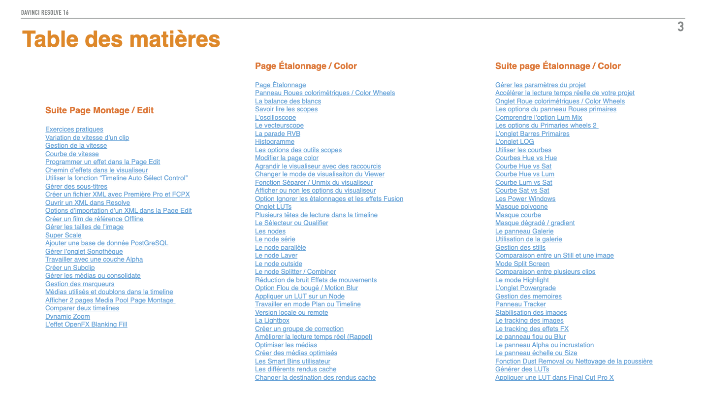 DaVinci Resolve : PDF de formation version 16.3