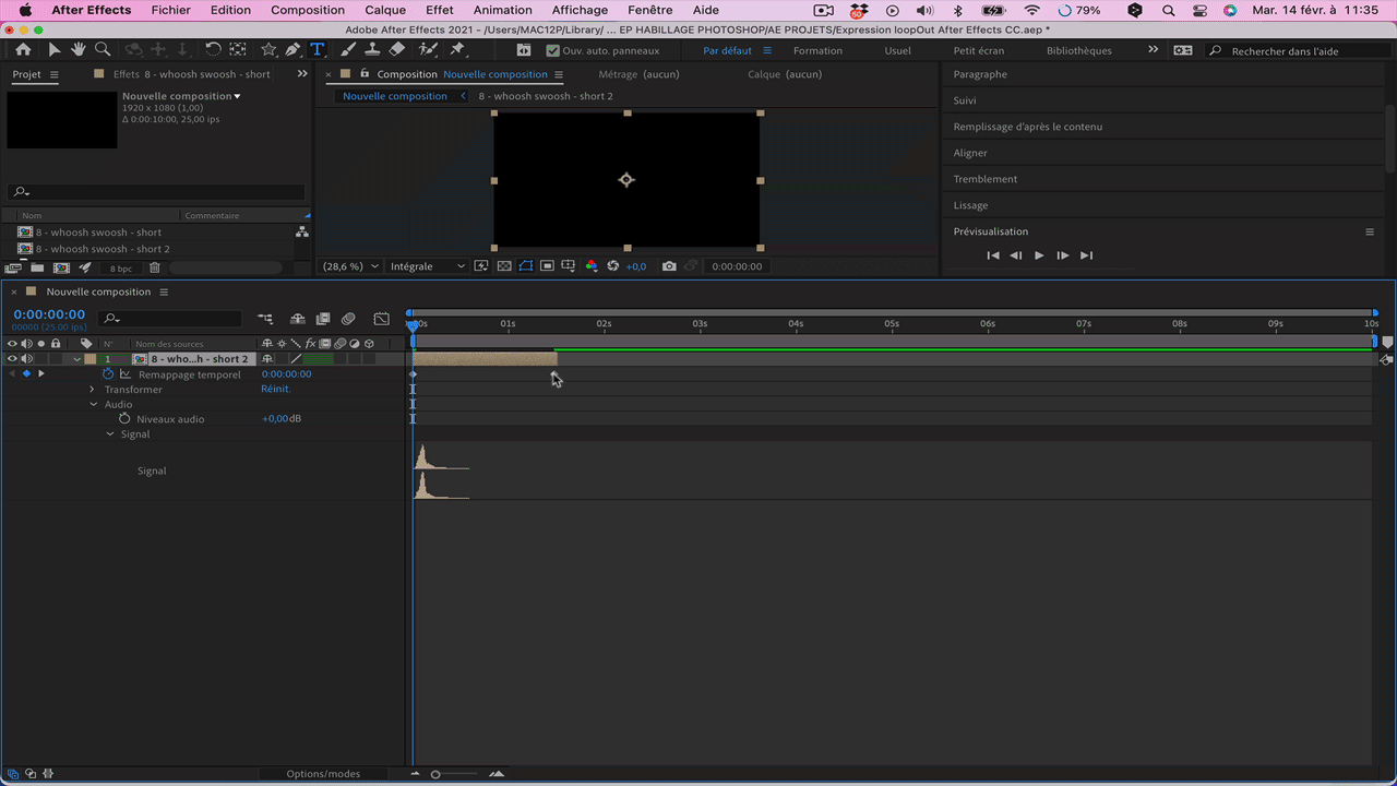 Poser une expression loopOut sur un calque