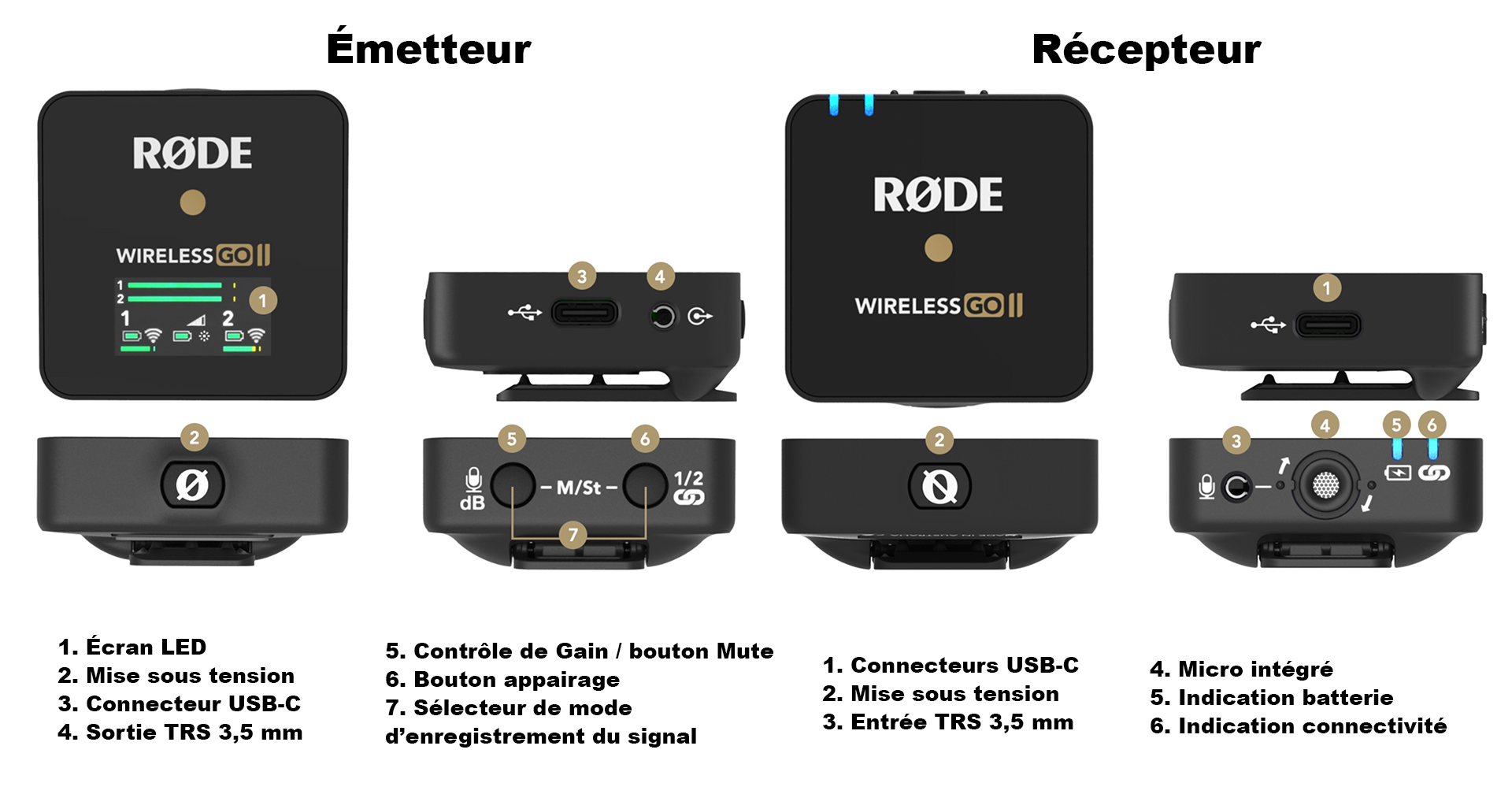 Fonctionnement du microphone ROde Wireless Go II