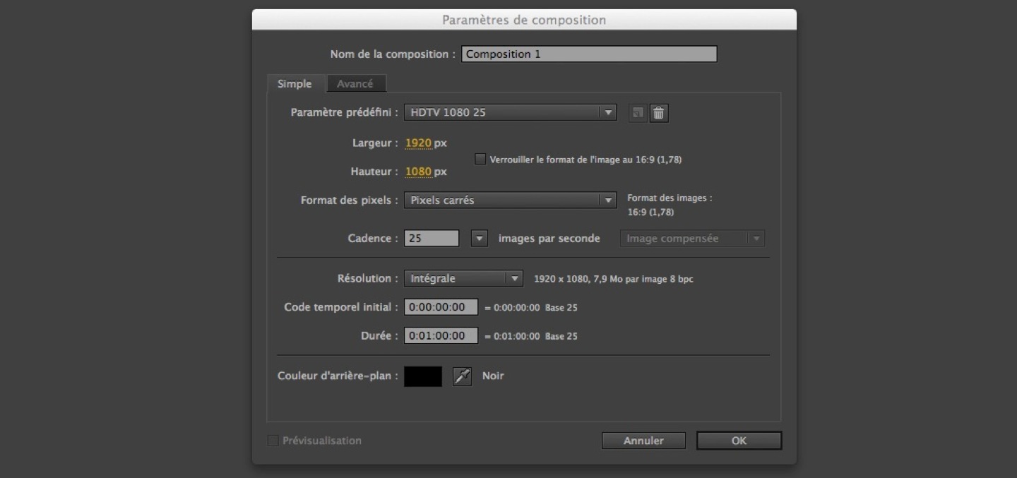 After Effects CC : Créer une composition