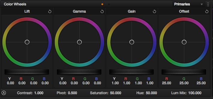 Color Wheels de DaVinci Resolve Lite 10