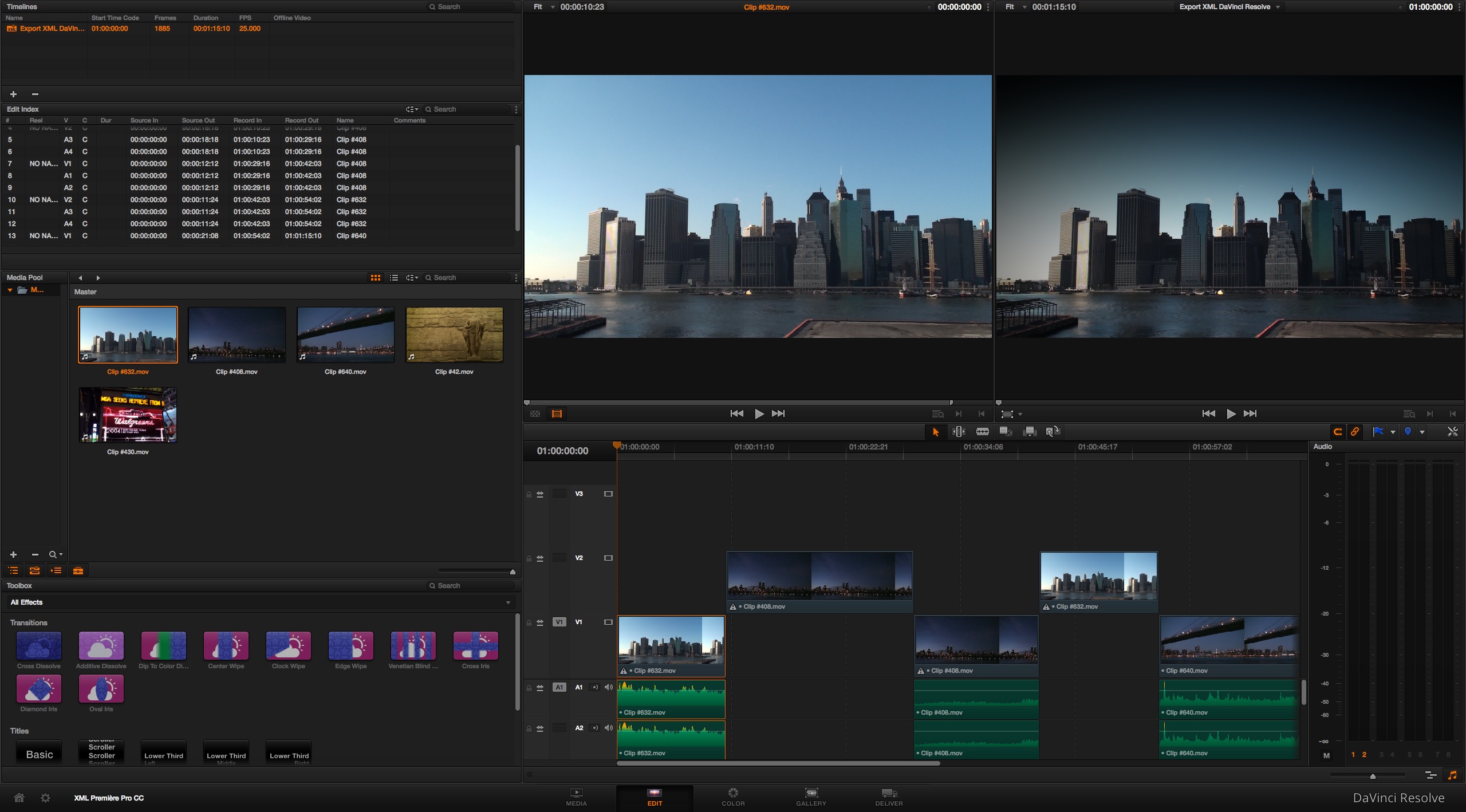 La Page Edit de DaVinci Resolve Lite 10