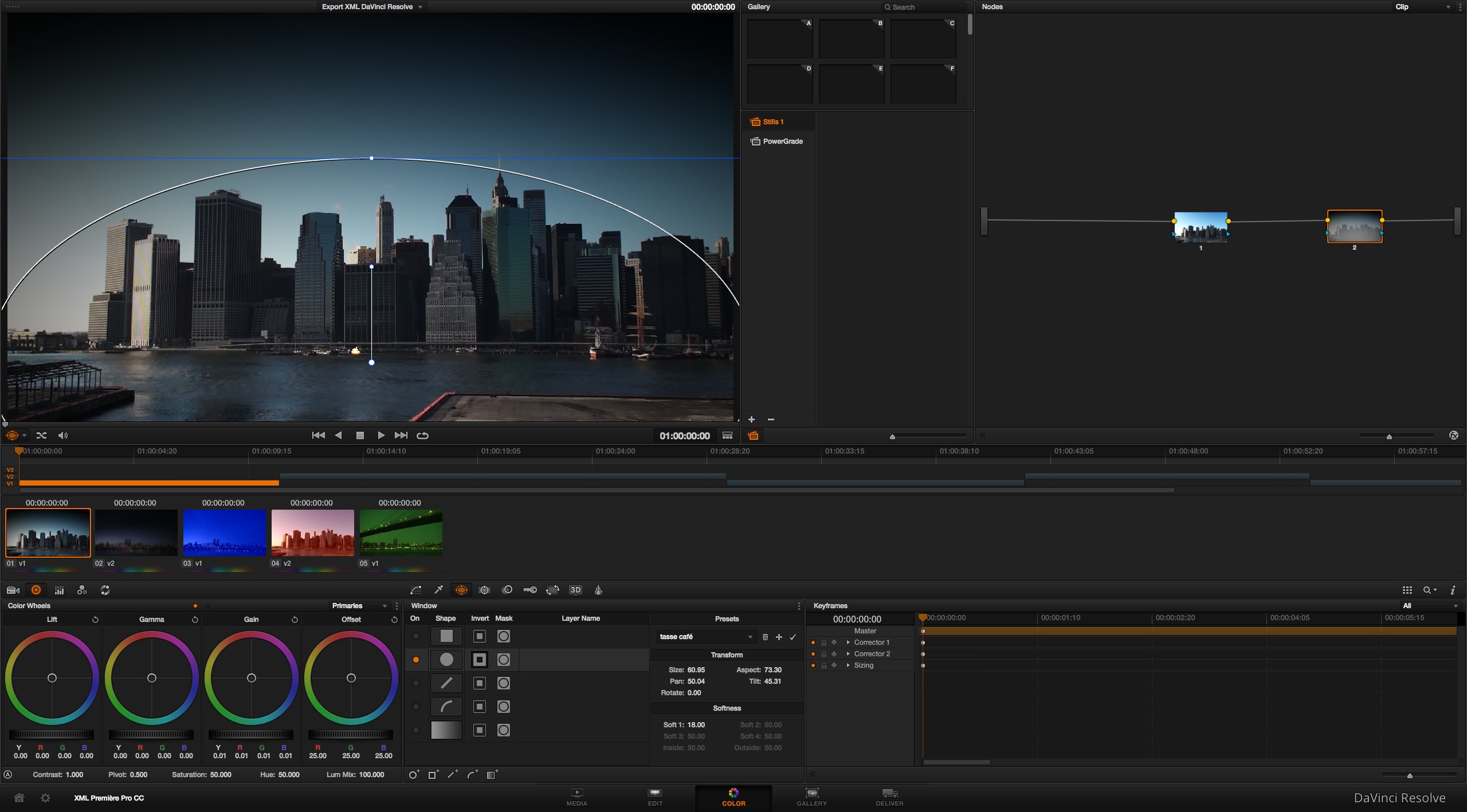 La Page Color de DaVinci Resolve Lite 10