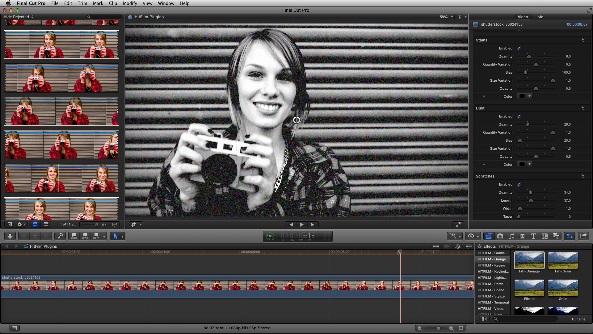 Effets "Grunge and damage" sous FCPX.