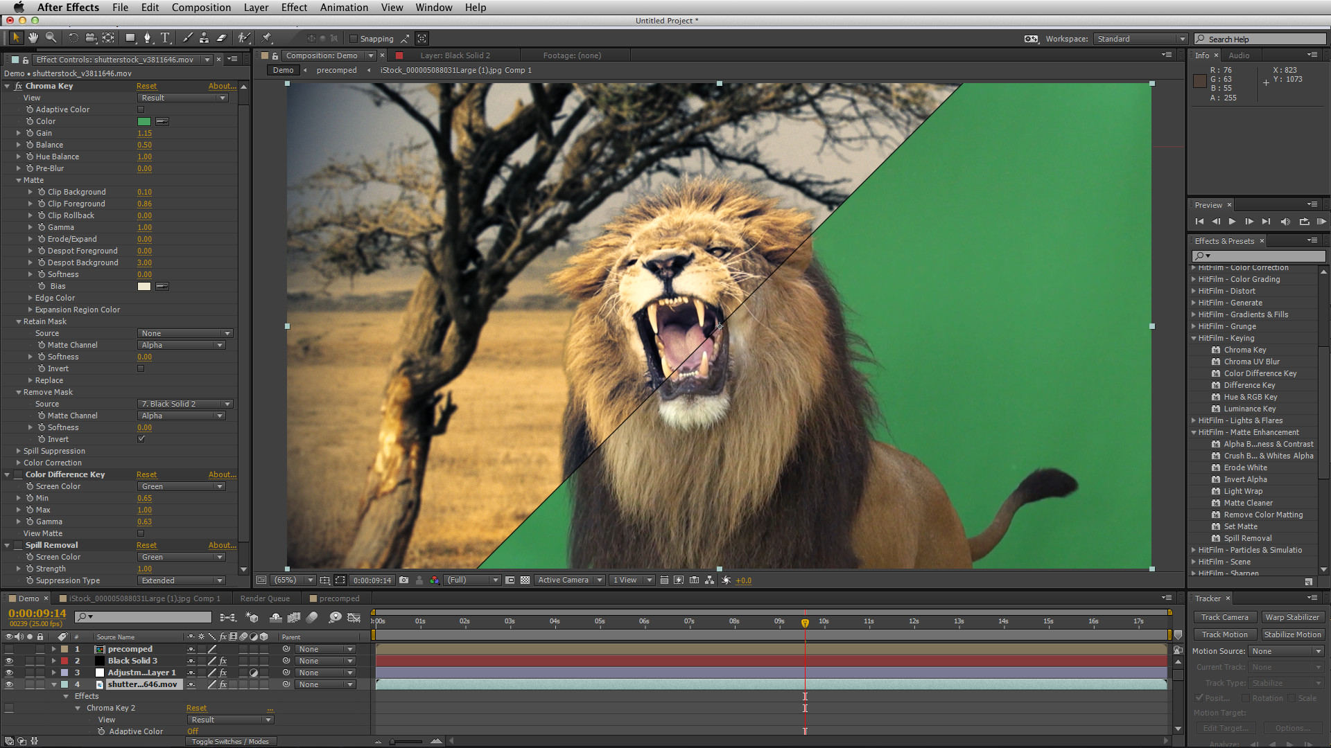 Effet Chrama Key sous After Effects.