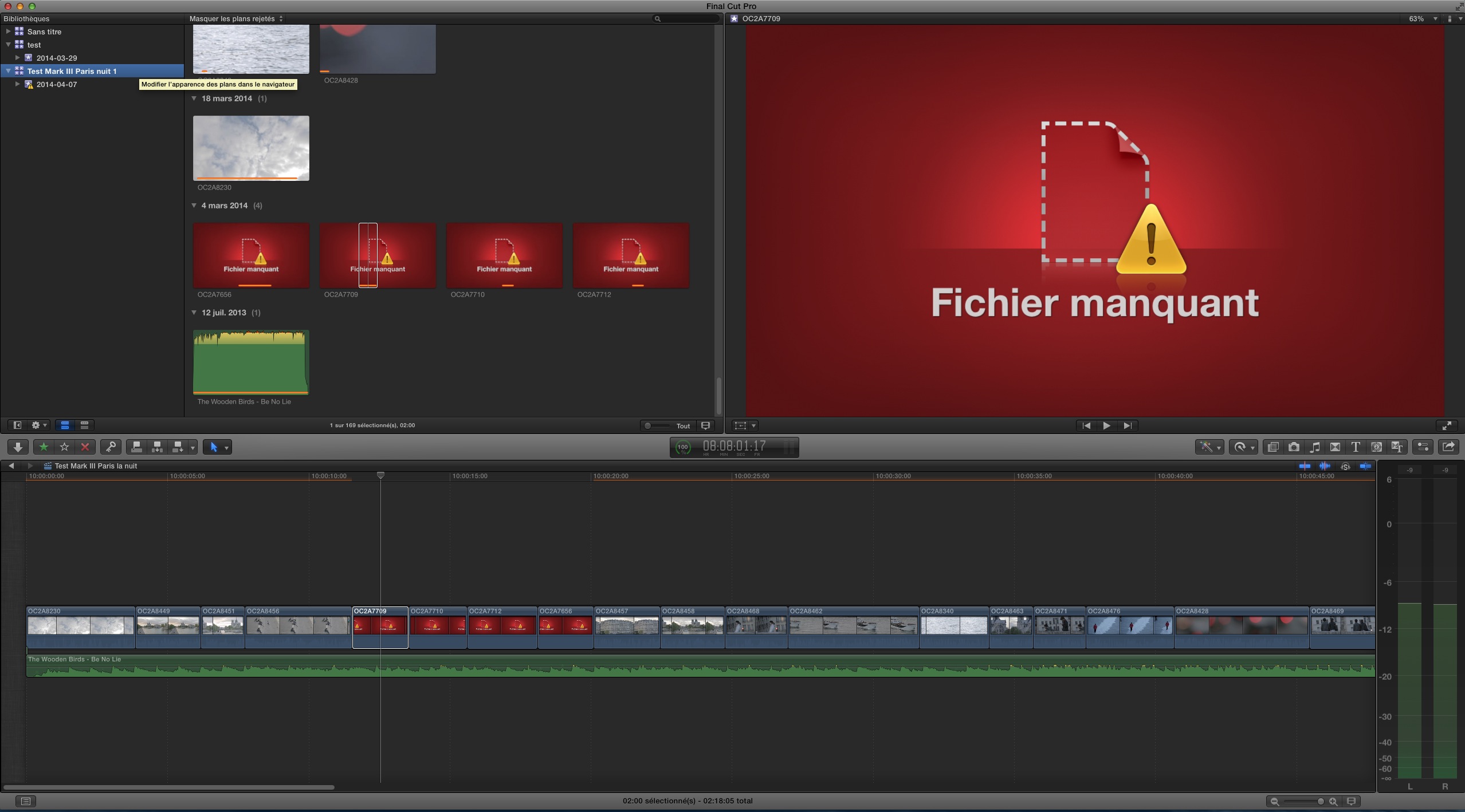Fichiers manquants sous FCPX 10.1.1
