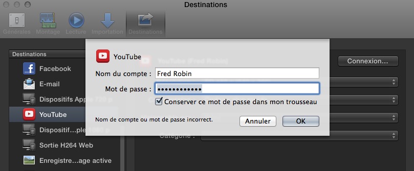 FCPX 10.1 : ajout d’une destination pour le partage de vidéo en 4K sur YouTube