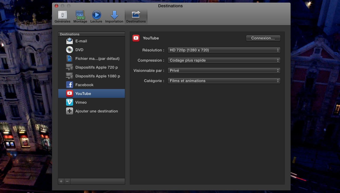 Création d'un Partage pour YouTube avec FCPX 10.1.1