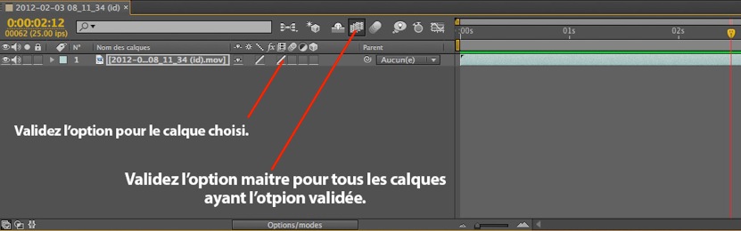 After Effects : les options de la fenêtre montage