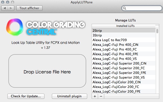 Gérer les LUTs avec FCPX 10.1.4