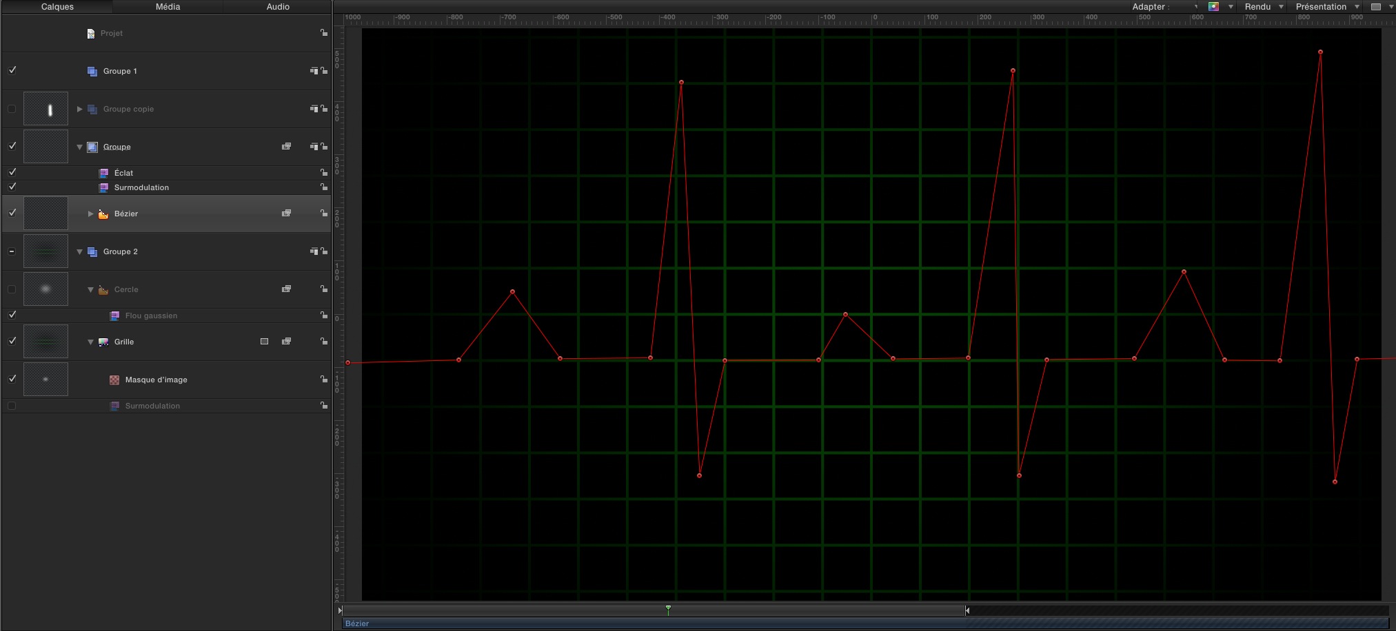 Tracer des points avec l'outil de Bézier sous Motion 5.