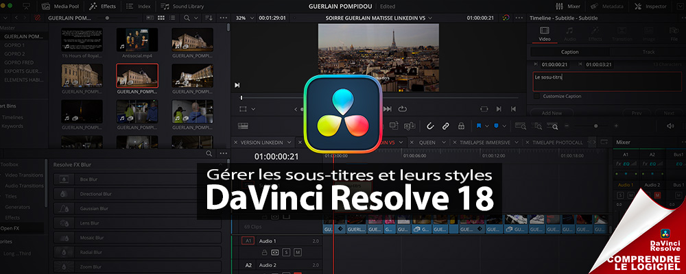 DaVinci Resolve : la gestion des sous-titres