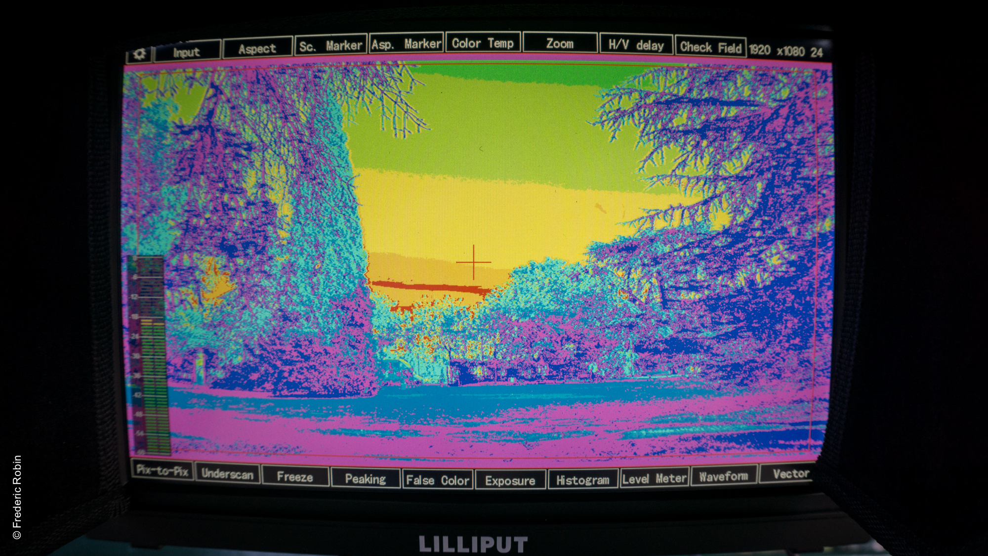 Affichage "False Color" pour déterminer les zones saturées ou non de l'image.