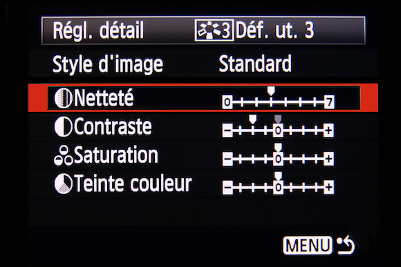 Modification d'un style d'image dans le Canon 5D Mark III